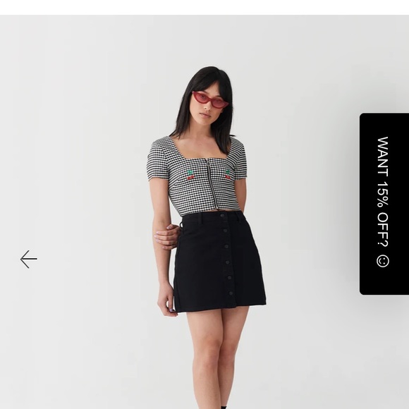 Lazy Oaf Cherry Boob Gingham Top - Picture 3 of 10